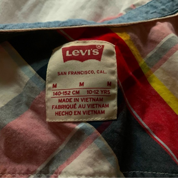 Levi’s Boys Plaid Button Up with Red Yellow Black design NWOT - Picture 5 of 6